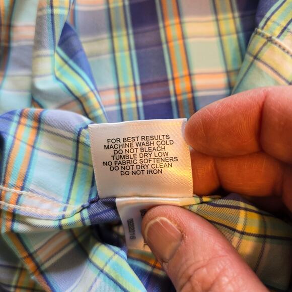 Peter Millar Crown Summer Comfort Shirt Men's XL Blue Multi Plaid Golf Summer - Picture 6 of 10